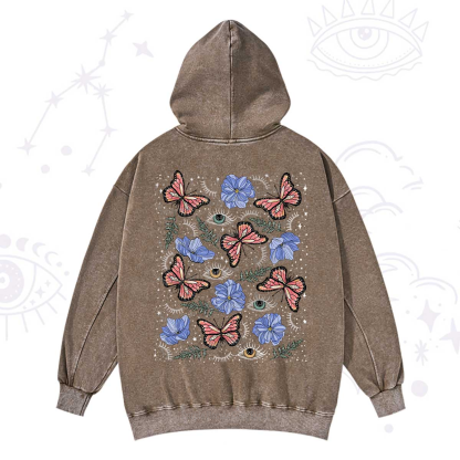 Purplehecate Butterfly Floral Washed Hoodie