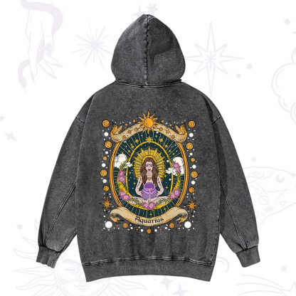 Purplehecate Aquarius Radiance Zodiac Washed Hoodie