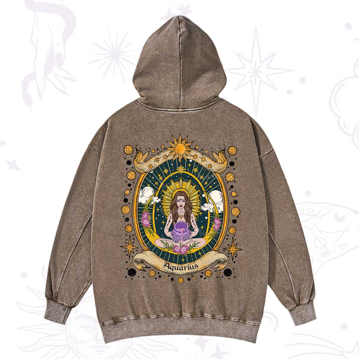Purplehecate Aquarius Radiance Zodiac Washed Hoodie