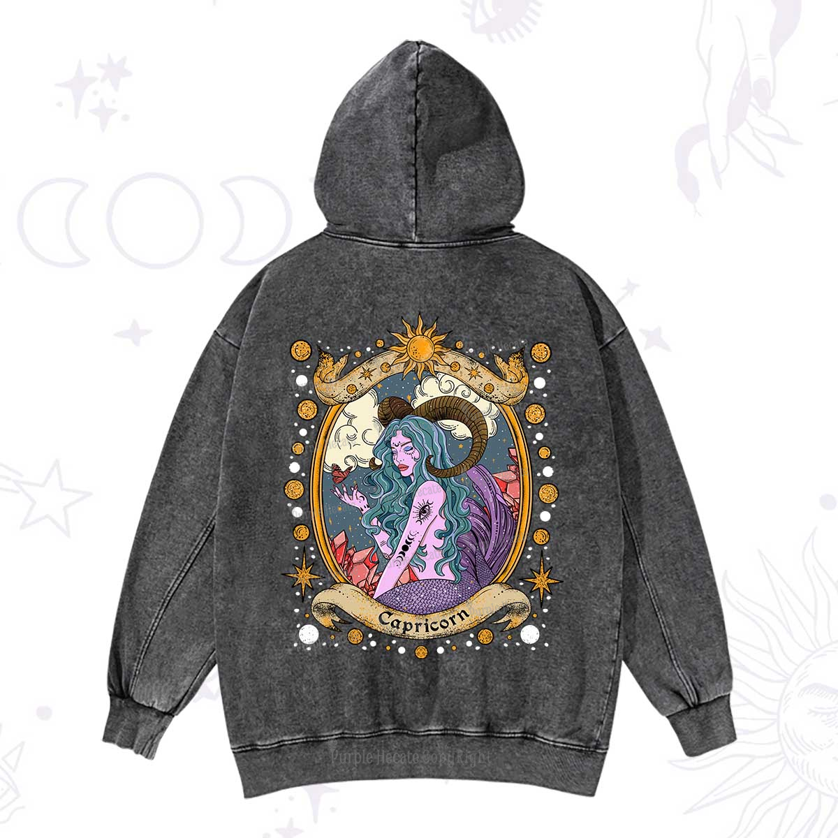 Purplehecate Capricorn Radiance Zodiac Washed Hoodie