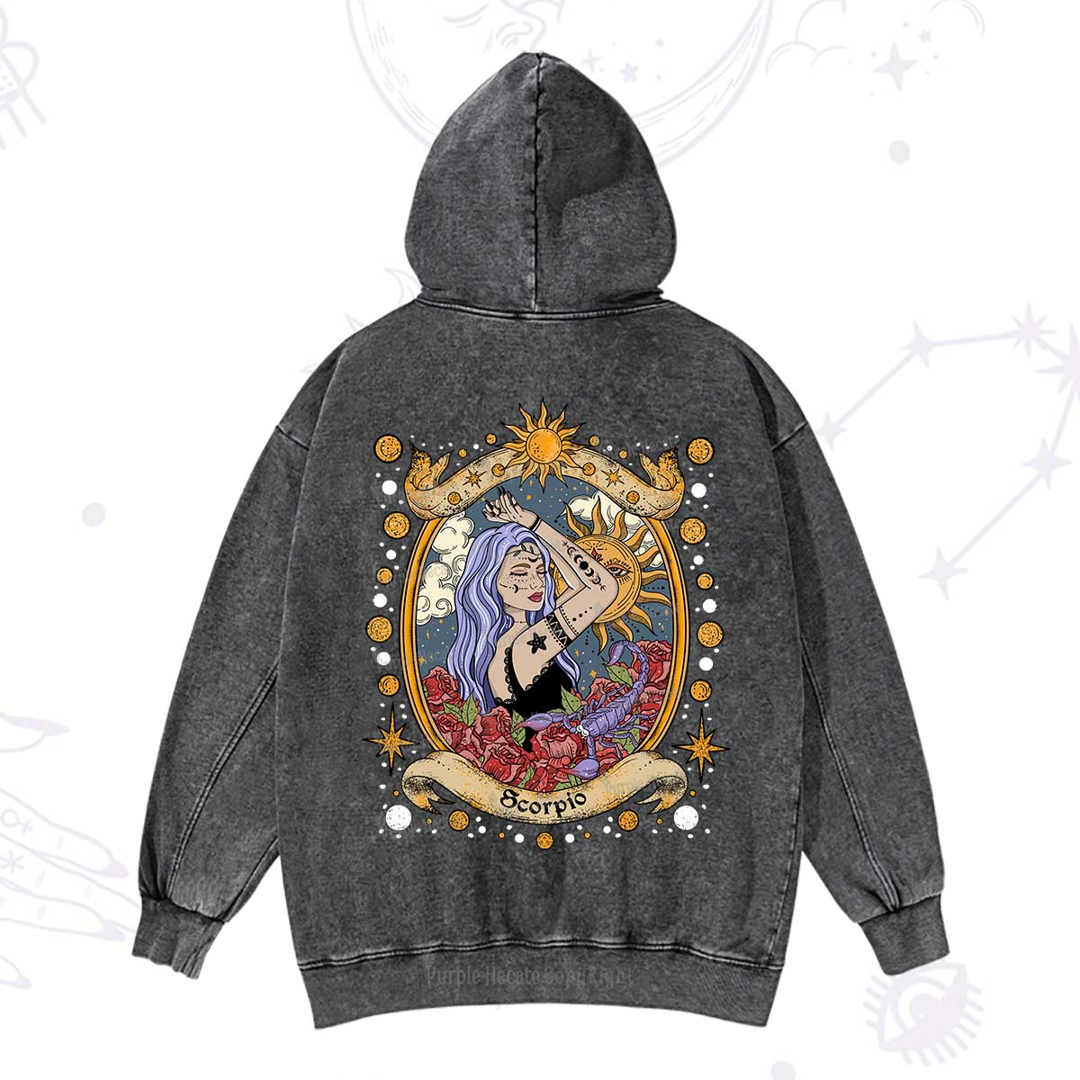 Purplehecate Scorpio Radiance Zodiac Washed Hoodie