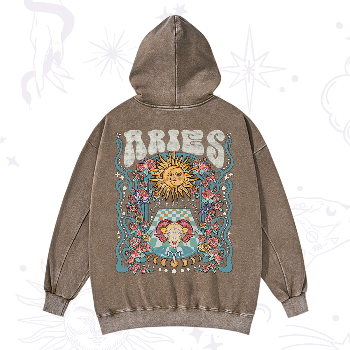 Purplehecate Aries Spirit Zodiac Washed Hoodie