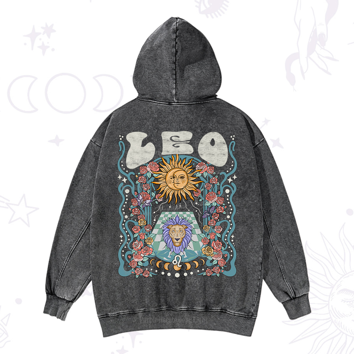 Purplehecate Leo Spirit Zodiac Washed Hoodie