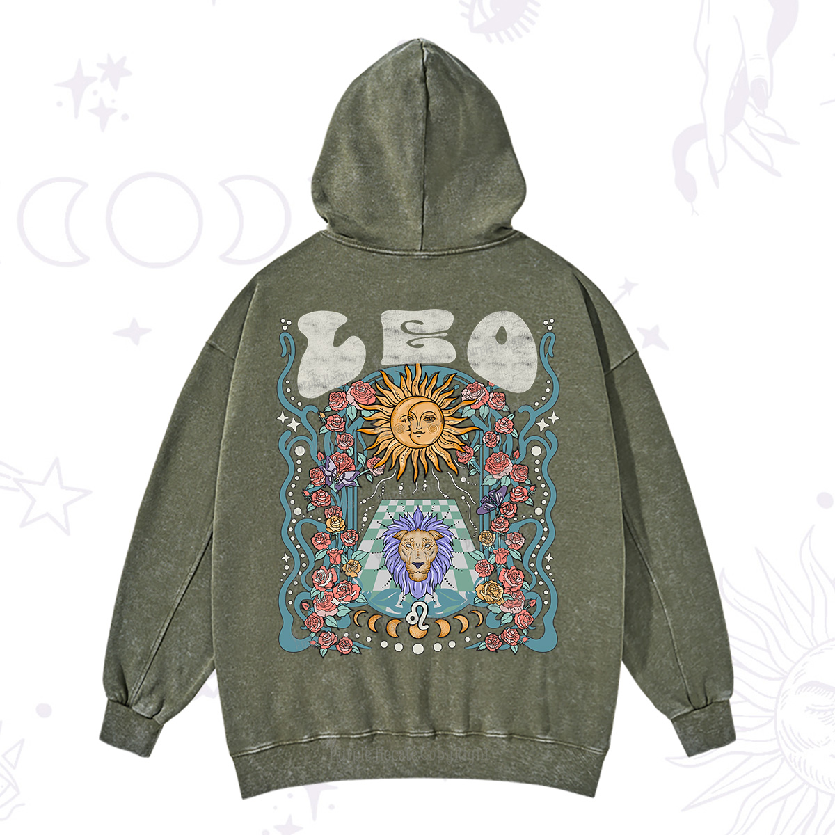 Purplehecate Leo Spirit Zodiac Washed Hoodie