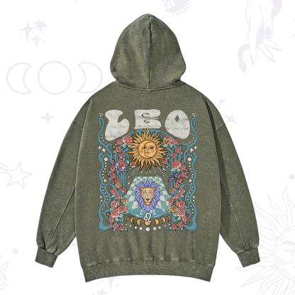 Purplehecate Leo Spirit Zodiac Washed Hoodie