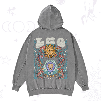 Purplehecate Leo Spirit Zodiac Washed Hoodie