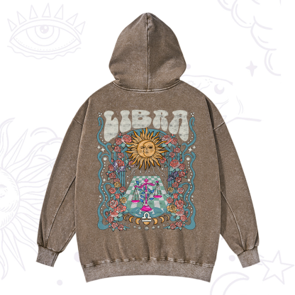 Purplehecate Libra Spirit Zodiac Washed Hoodie