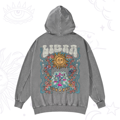 Purplehecate Libra Spirit Zodiac Washed Hoodie