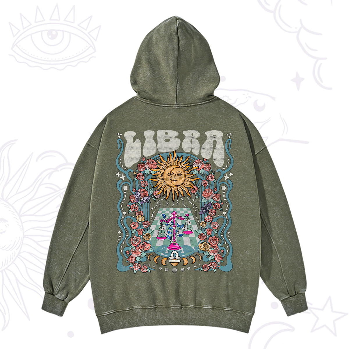 Purplehecate Libra Spirit Zodiac Washed Hoodie