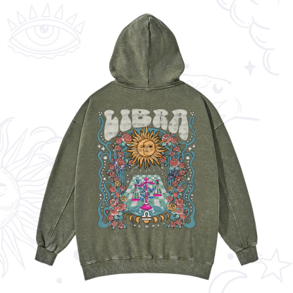 Purplehecate Libra Spirit Zodiac Washed Hoodie