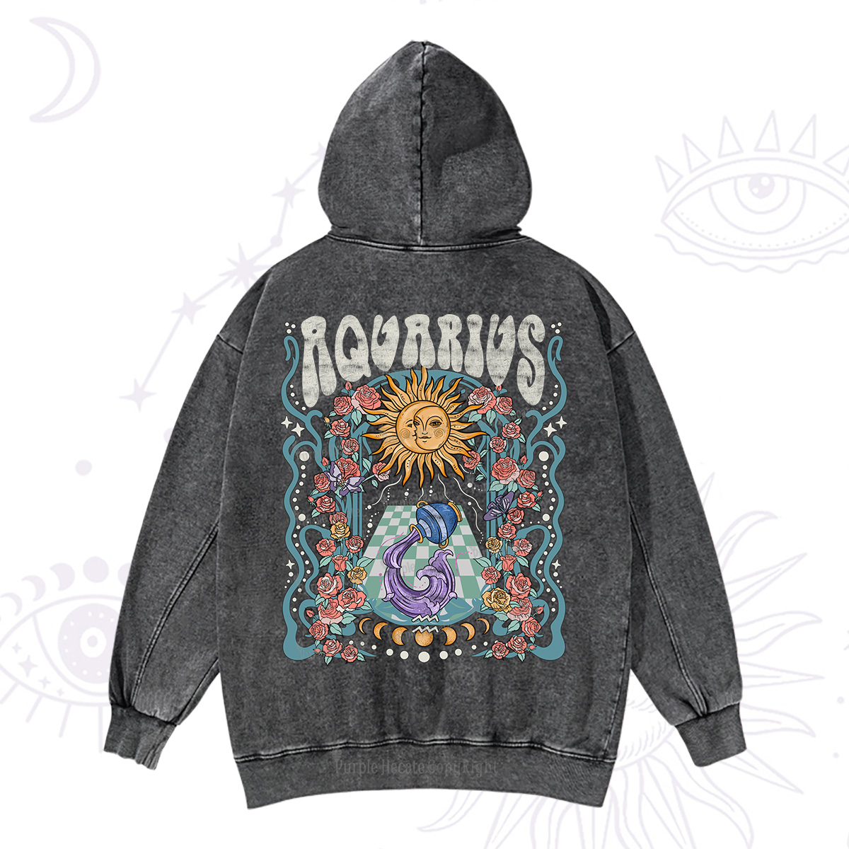 Purplehecate Aquarius Spirit Zodiac Washed Hoodie