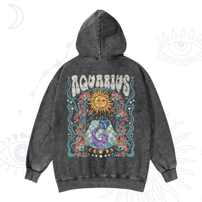 Purplehecate Aquarius Spirit Zodiac Washed Hoodie