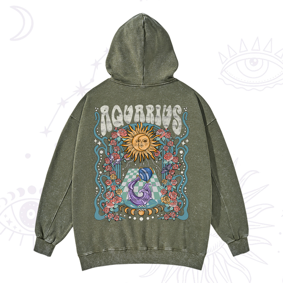 Purplehecate Aquarius Spirit Zodiac Washed Hoodie