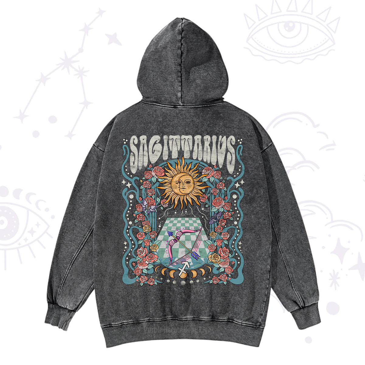 Purplehecate Sagittarius Spirit Zodiac Washed Hoodie