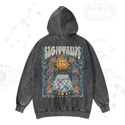 Purplehecate Sagittarius Spirit Zodiac Washed Hoodie