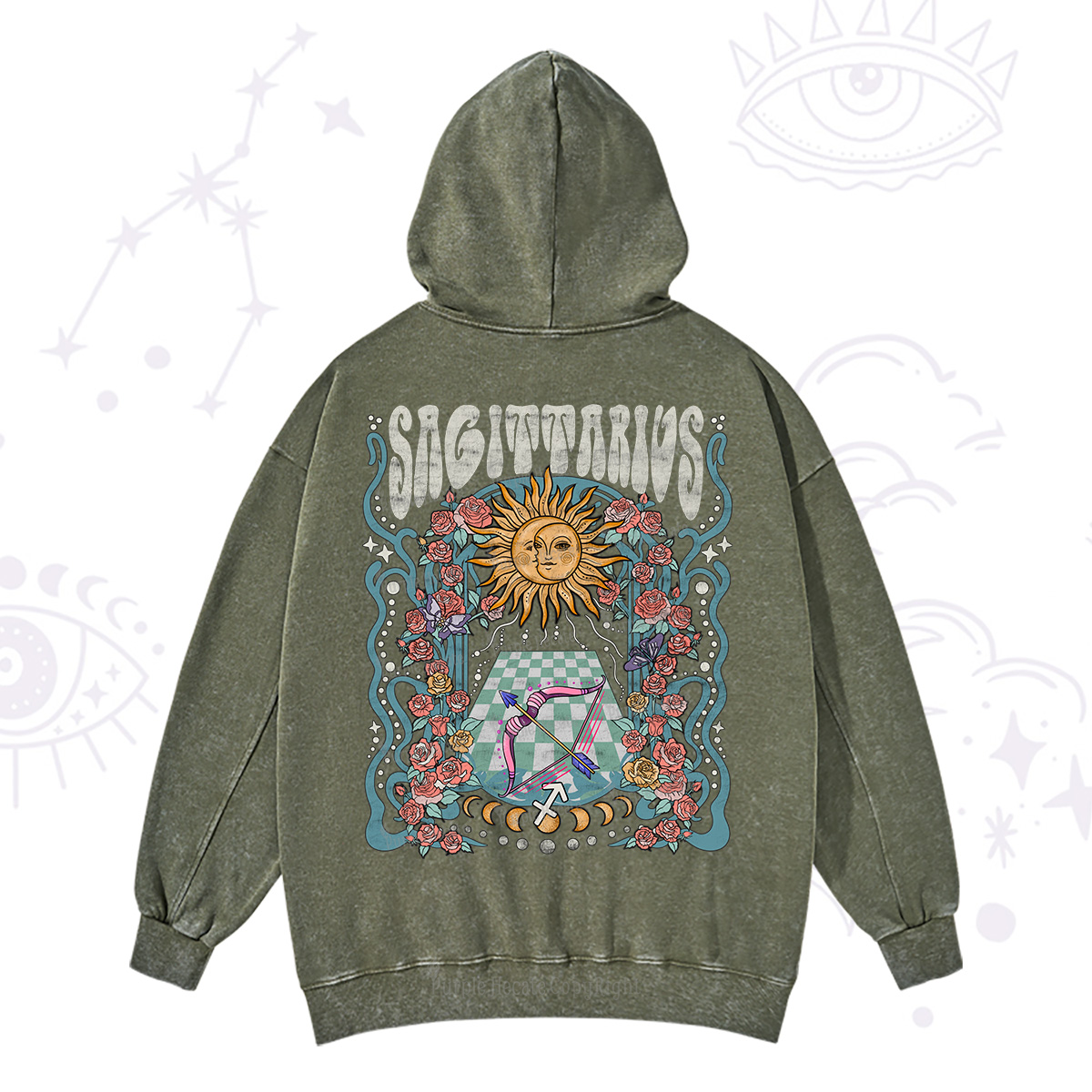 Purplehecate Sagittarius Spirit Zodiac Washed Hoodie