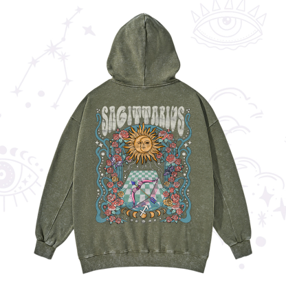 Purplehecate Sagittarius Spirit Zodiac Washed Hoodie