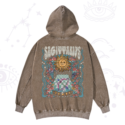 Purplehecate Sagittarius Spirit Zodiac Washed Hoodie