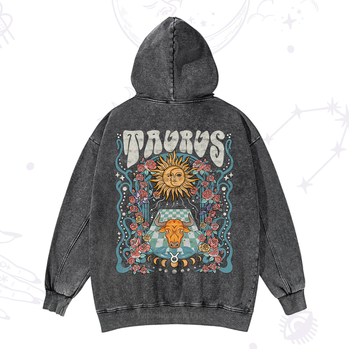 Purplehecate Taurus Spirit Zodiac Washed Hoodie