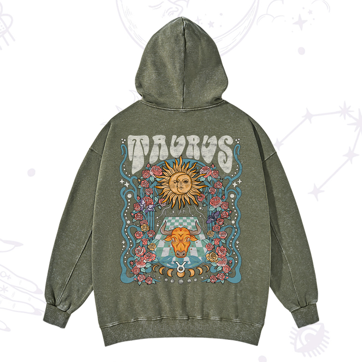Purplehecate Taurus Spirit Zodiac Washed Hoodie