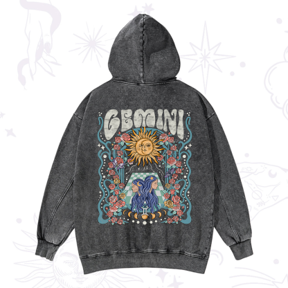 Purplehecate Gemini Spirit Zodiac Washed Hoodie