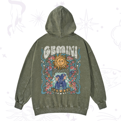 Purplehecate Gemini Spirit Zodiac Washed Hoodie