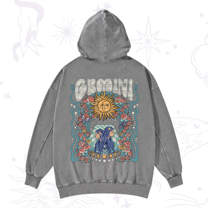 Purplehecate Gemini Spirit Zodiac Washed Hoodie