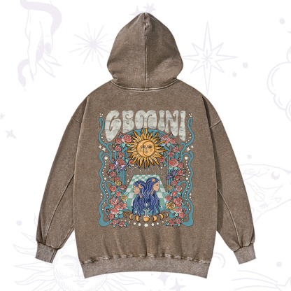 Purplehecate Gemini Spirit Zodiac Washed Hoodie