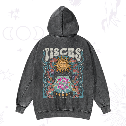 Purplehecate Pisces Spirit Zodiac Washed Hoodie