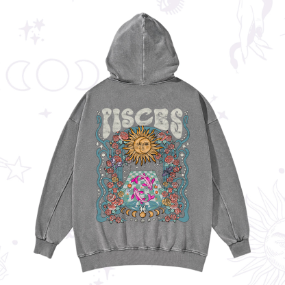 Purplehecate Pisces Spirit Zodiac Washed Hoodie