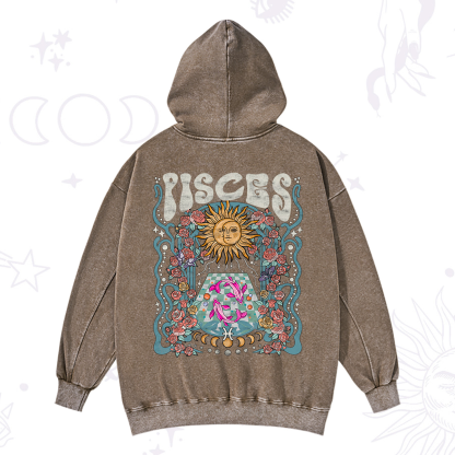 Purplehecate Pisces Spirit Zodiac Washed Hoodie