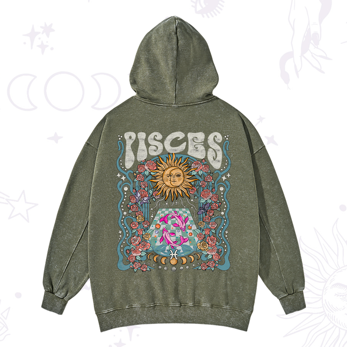 Purplehecate Pisces Spirit Zodiac Washed Hoodie