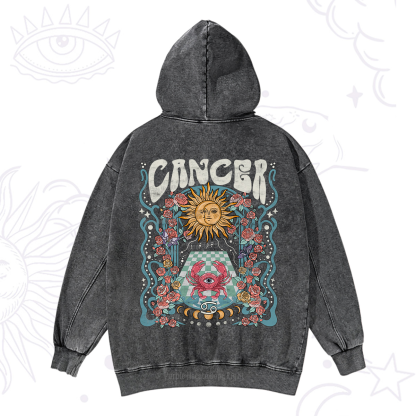 Purplehecate Cancer Spirit Zodiac Washed Hoodie