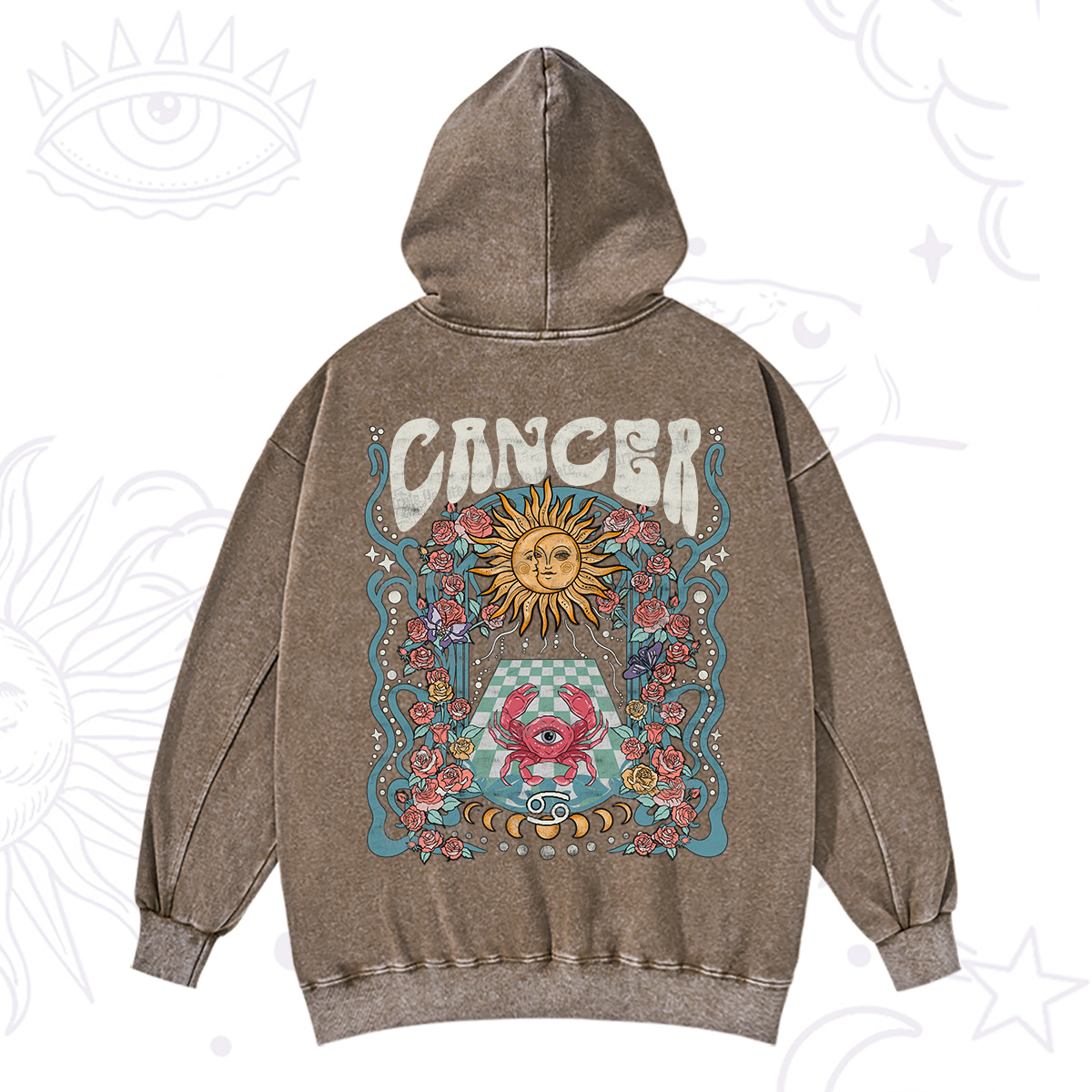 Purplehecate Cancer Spirit Zodiac Washed Hoodie