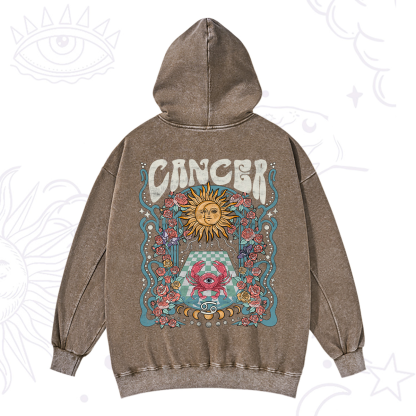 Purplehecate Cancer Spirit Zodiac Washed Hoodie