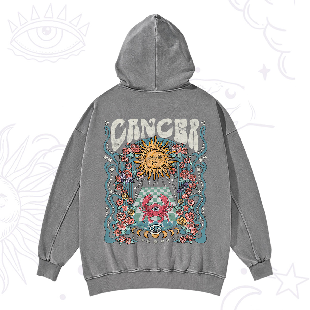 Purplehecate Cancer Spirit Zodiac Washed Hoodie