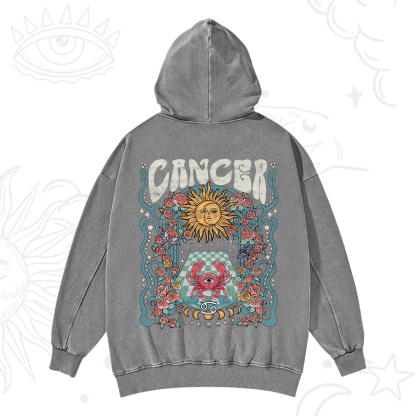 Purplehecate Cancer Spirit Zodiac Washed Hoodie