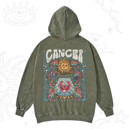 Purplehecate Cancer Spirit Zodiac Washed Hoodie
