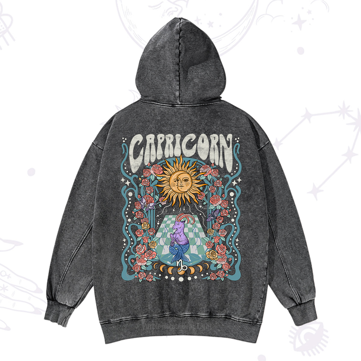 Purplehecate Capricorn Spirit Zodiac Washed Hoodie