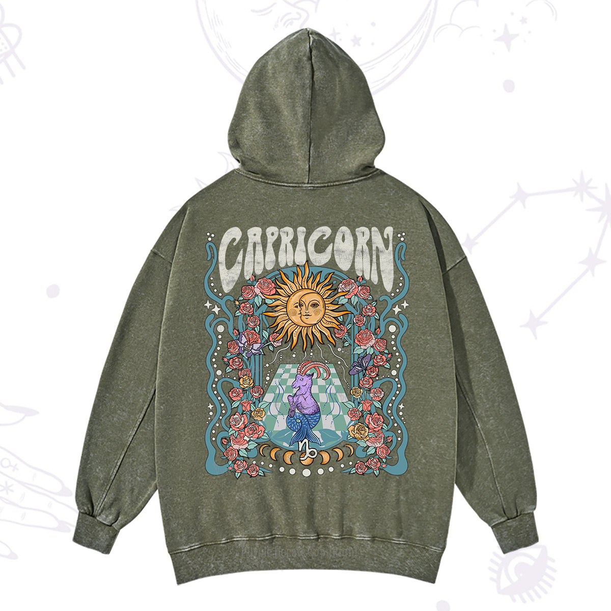 Purplehecate Capricorn Spirit Zodiac Washed Hoodie