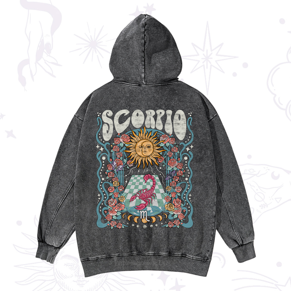 Purplehecate Scorpio Spirit Zodiac Washed Hoodie