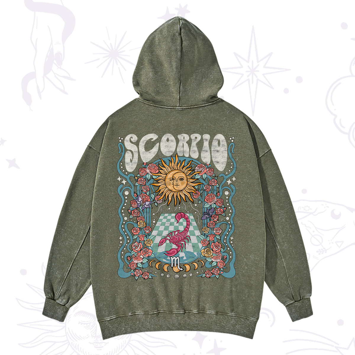 Purplehecate Scorpio Spirit Zodiac Washed Hoodie