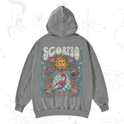 Purplehecate Scorpio Spirit Zodiac Washed Hoodie