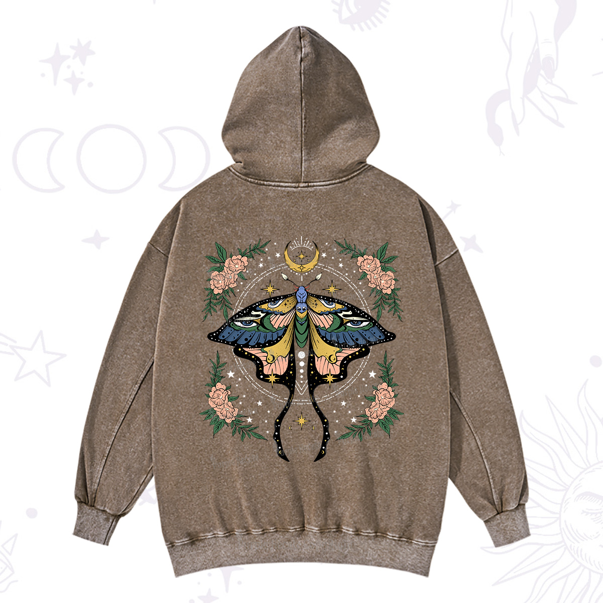 Purplehecate Mystical Moth Washed Hoodie