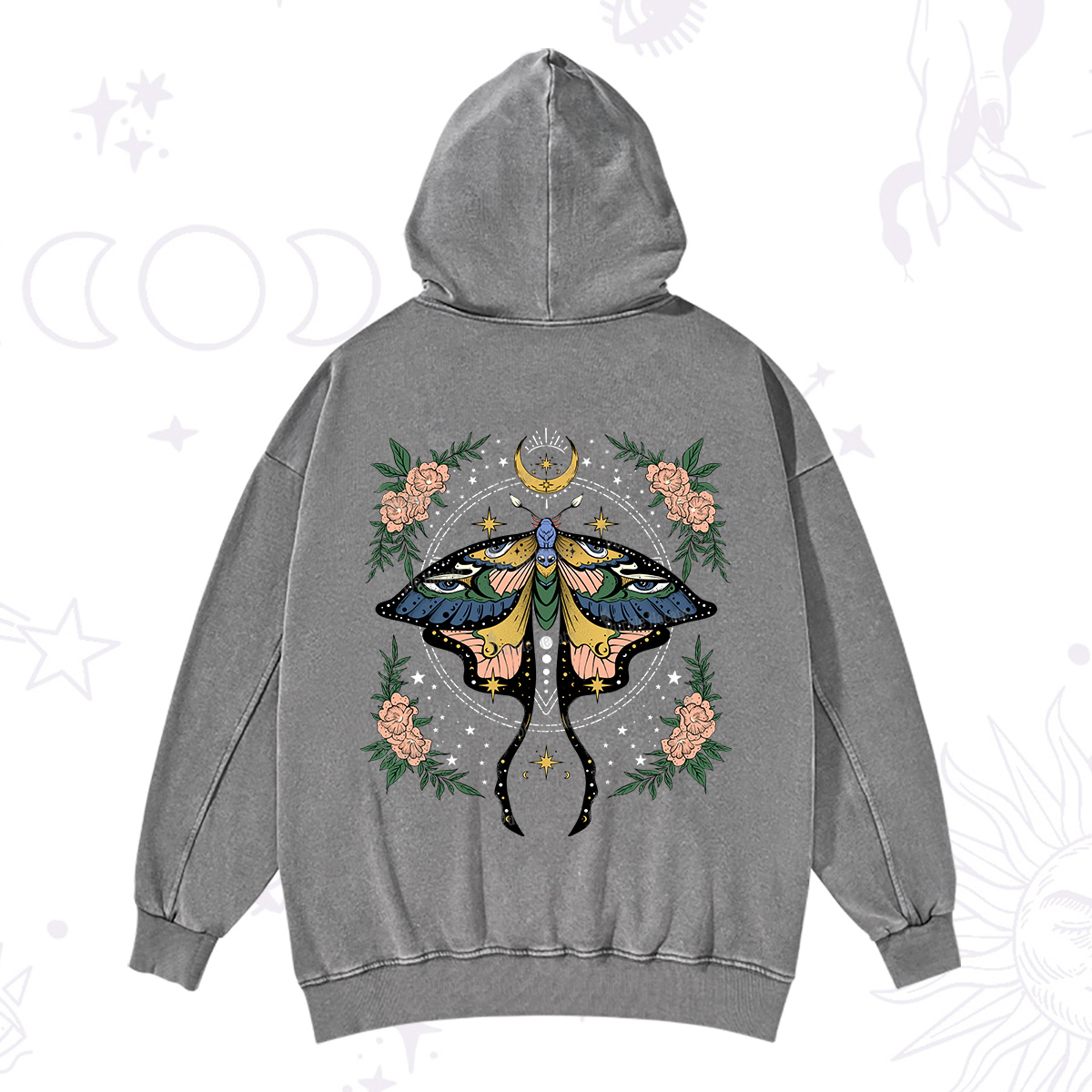 Purplehecate Mystical Moth Washed Hoodie