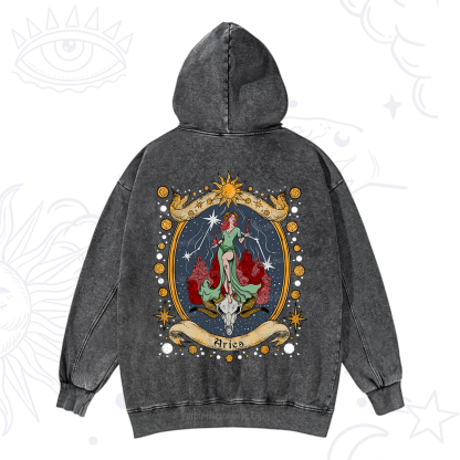 Purplehecate Celestial Aries Zodiac Washed Hoodie