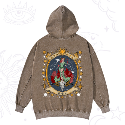 Purplehecate Celestial Aries Zodiac Washed Hoodie