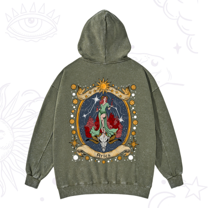 Purplehecate Celestial Aries Zodiac Washed Hoodie