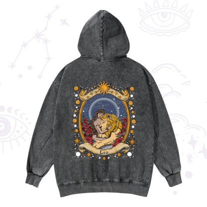 Purplehecate Celestial Leo Zodiac Washed Hoodie