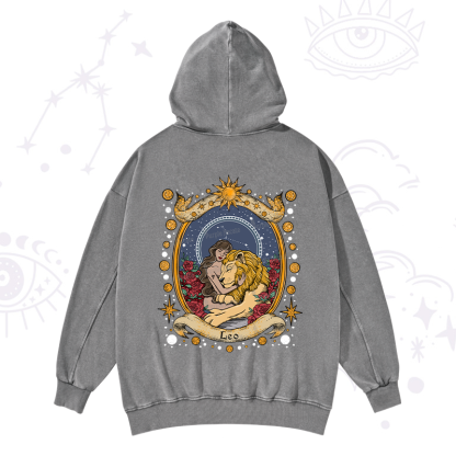 Purplehecate Celestial Leo Zodiac Washed Hoodie